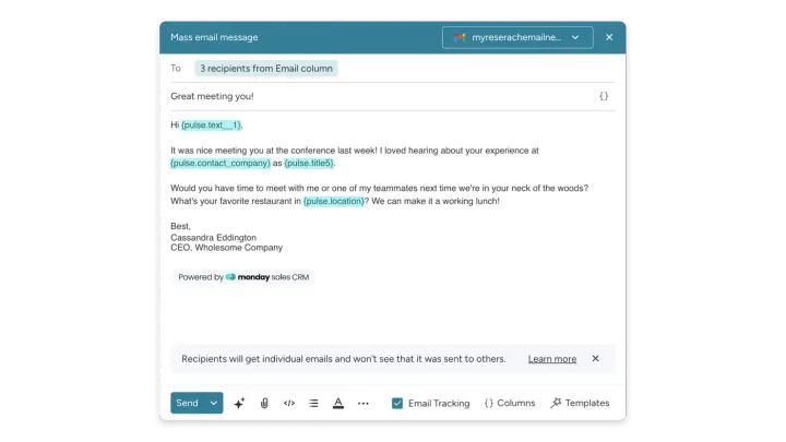 Enviar um e-mail de teste — Envio em massa de e-mails