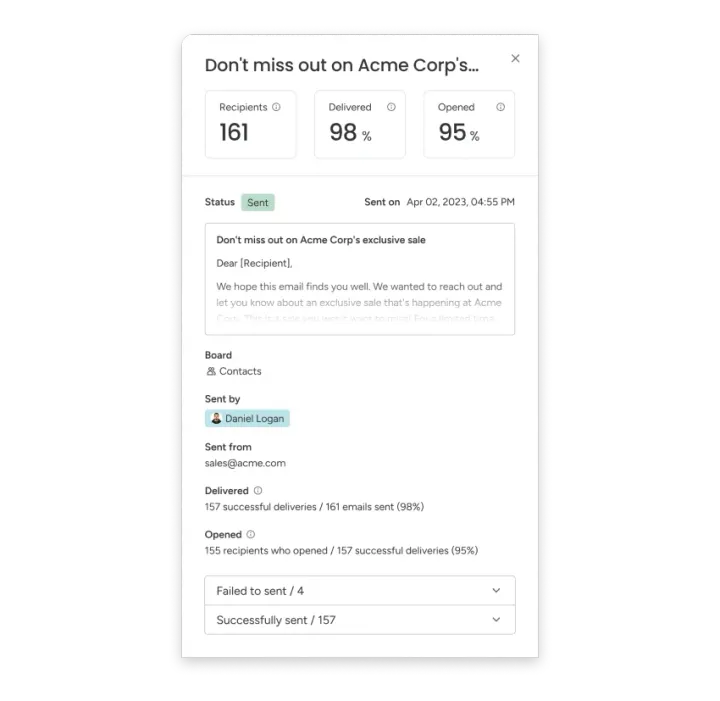 Rastrear sua correspondência — Envio em massa de e-mails