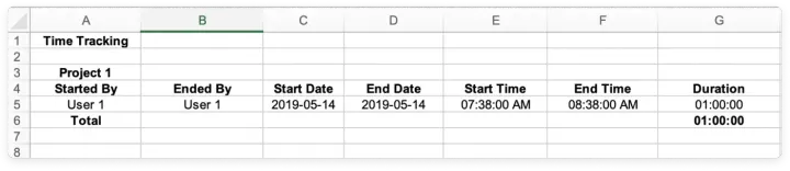 Exporte a Coluna de Rastreamento de Tempo para Excel — A Coluna de Rastreamento de Tempo