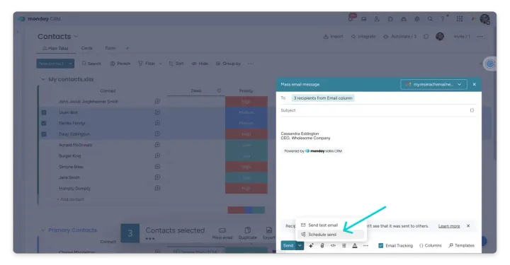 Agendar e-mails — Envio em massa de e-mails