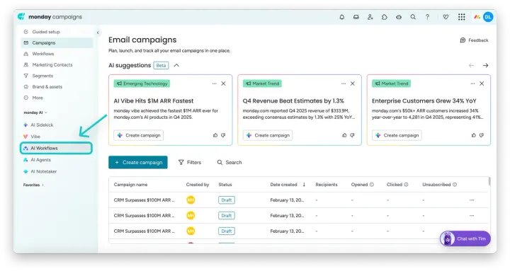Usando fluxos de trabalho nas campanhas monday — Usando fluxos de trabalho em campanhas da monday