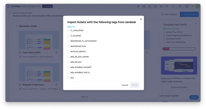Configure a importação — Como importar tickets do Zendesk