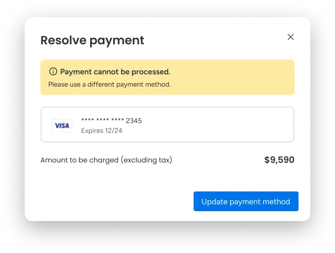 Atualizar seu método de pagamento — Por que minha conta está bloqueada?