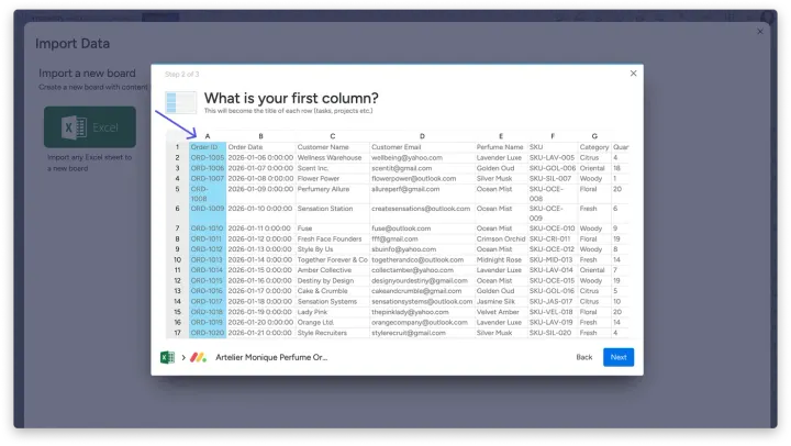 Importe seus dados de um arquivo Excel — Importar arquivos do Excel