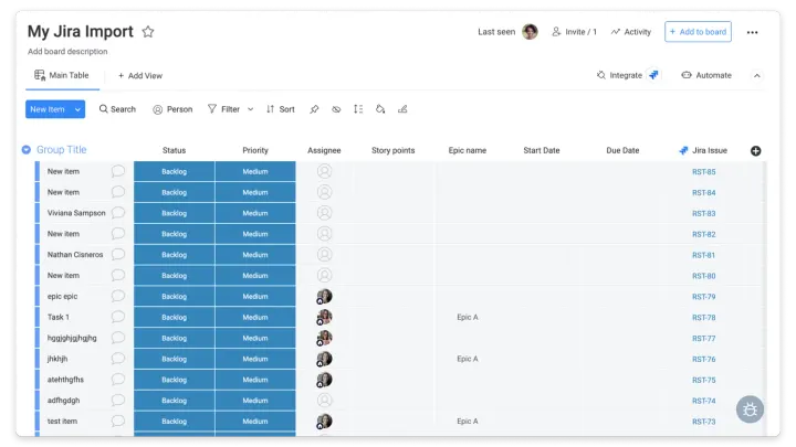 Seu quadro de importação — Como importar do Jira Server