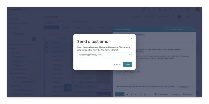 Enviar um e-mail de teste — Envio em massa de e-mails
