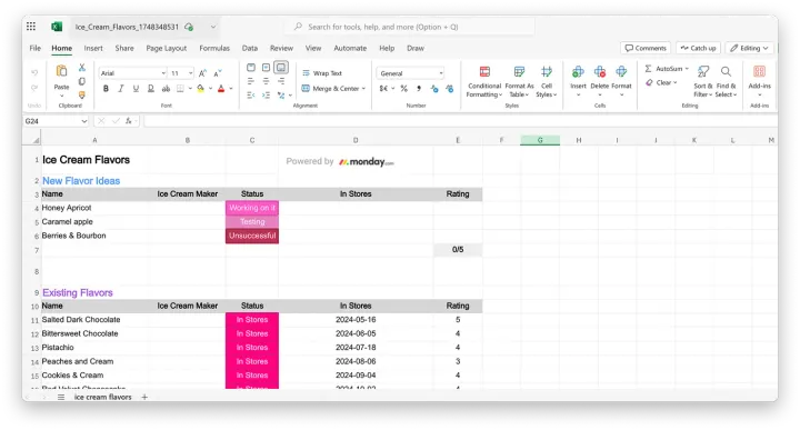 Exportar um quadro para o Excel — Exportar do monday para Excel