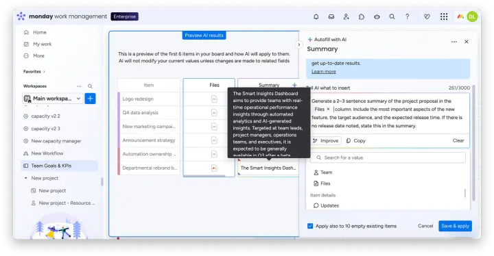 Blocos de IA — Guia de melhores práticas para prompts com a monday AI