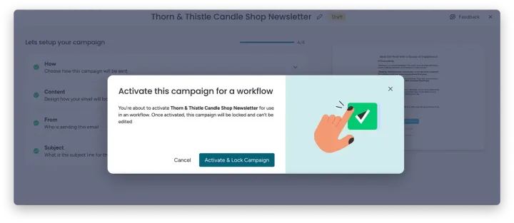 Configurando sua campanha — Usando fluxos de trabalho em campanhas da monday