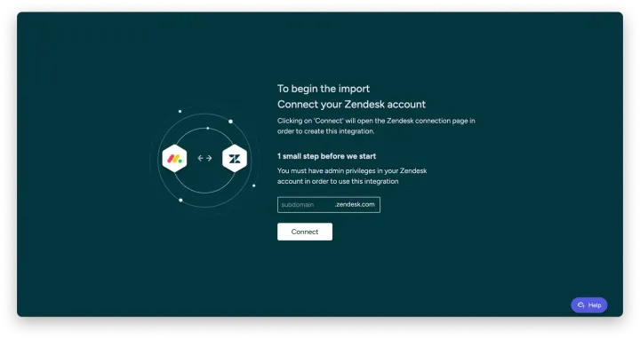 Configure a importação — Como importar tickets do Zendesk