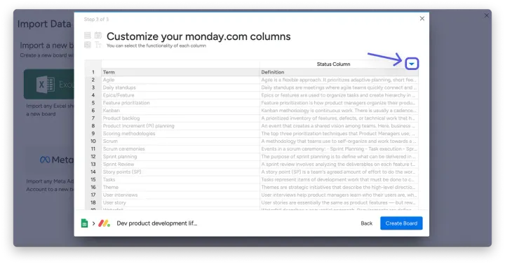 Configuração — Como importar meus projetos do Google Sheets