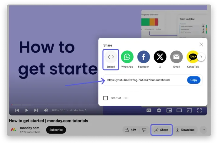 Incorporar um vídeo do YouTube — Documentos Online