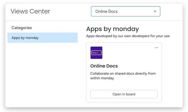 Adicionando o aplicativo Online Docs — Documentos Online
